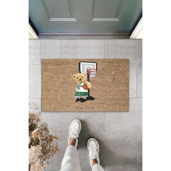 Bej Kapı Önü Paspası Basketci Ayıcık Desen  K-3349