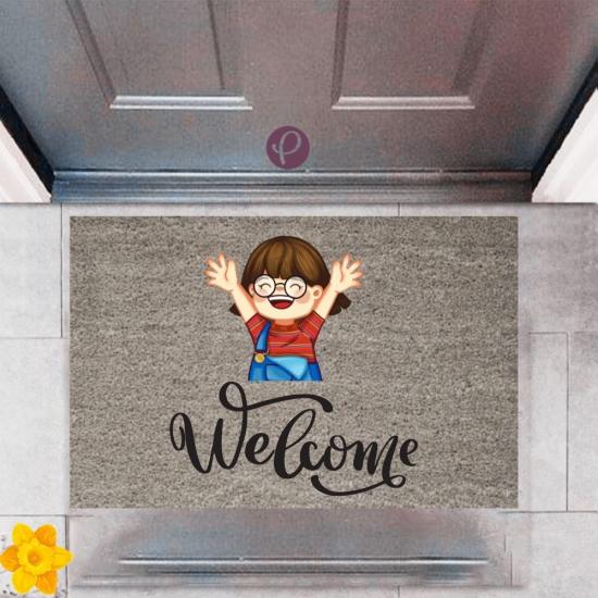 Kapı Önü Paspası Dekoratif Dijital Baskı Welcome P-2355